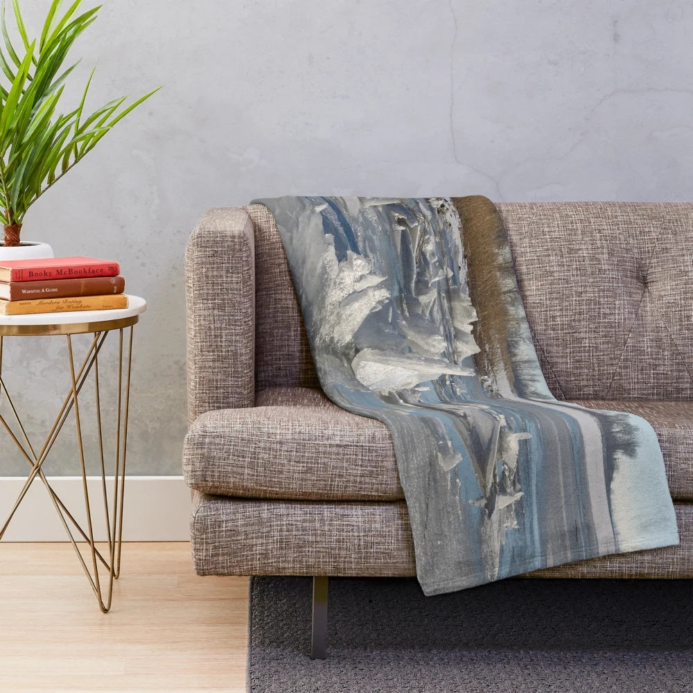 Plush blanket featuring a beautiful winter nature landscape with bare trees, snow, and frozen water