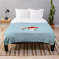 Plush blanket with cute fishing and cottage core design