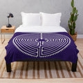 Plush blanket with sacred geometry Chartres labyrinth pattern