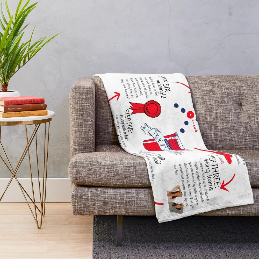 Soft fleece plush blanket featuring college game rules design