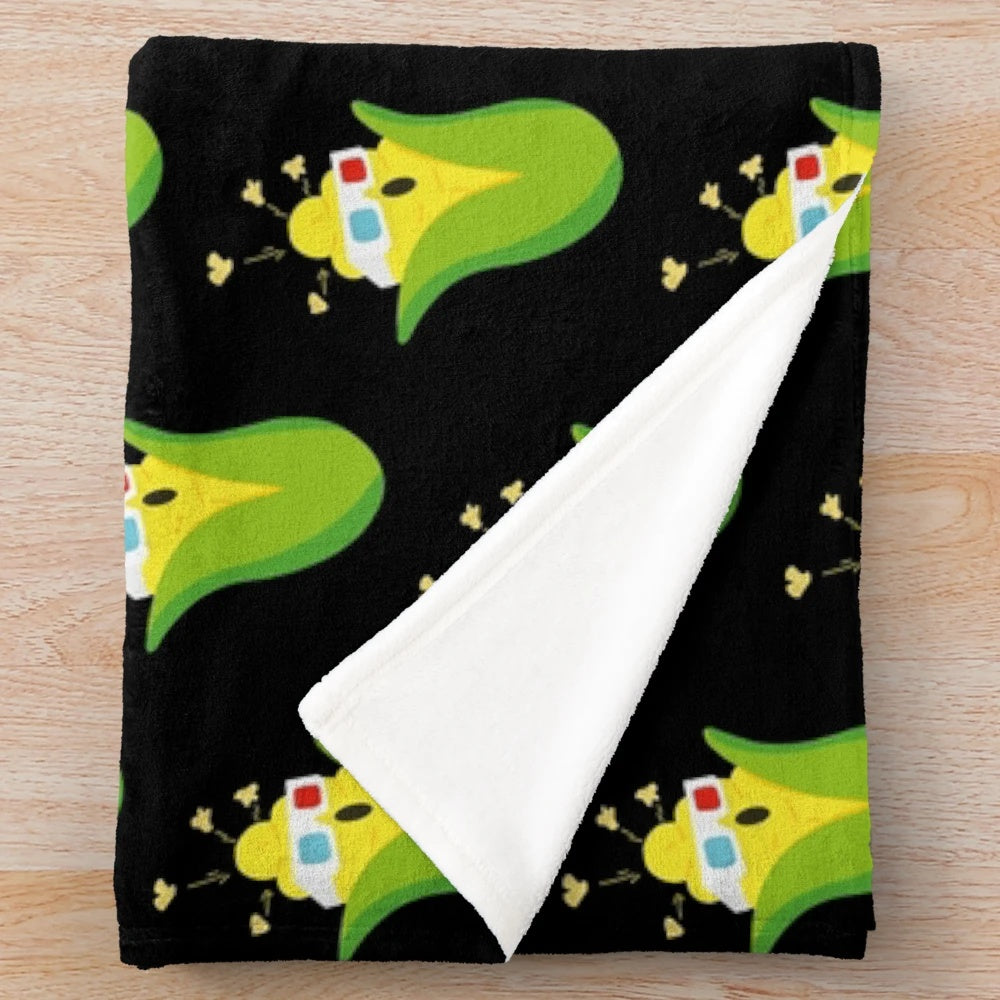 Plush blanket with 3D corn popcorn and glasses design