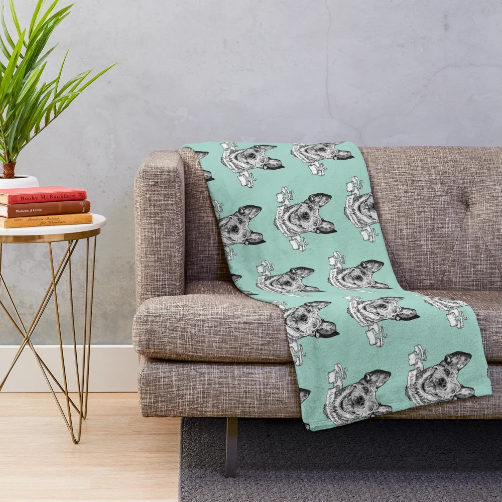 Plush blanket with a cute blue heeler or red heeler Australian cattle dog design