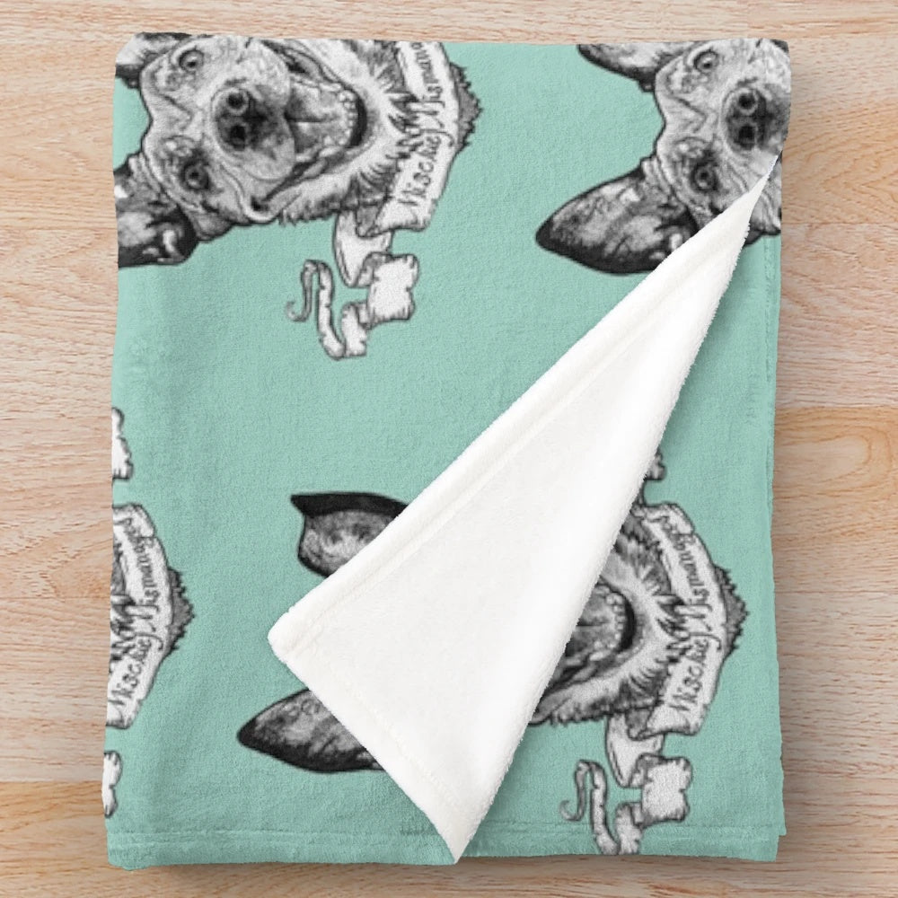 Plush blanket with a cute blue heeler or red heeler Australian cattle dog design