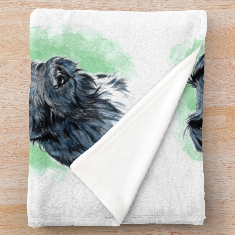 Soft and plush blanket with a watercolor design featuring a patterdale terrier dog