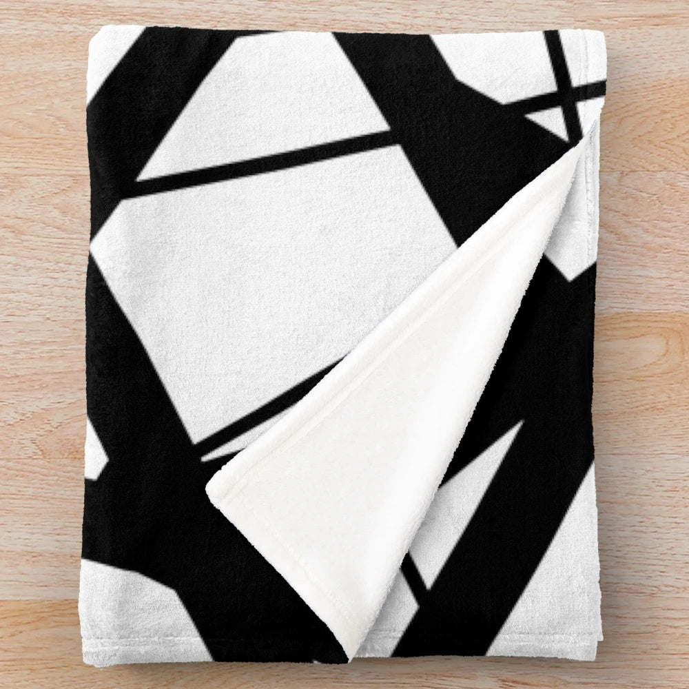 Plush blanket with black and white stripes inspired by Eddie Van Halen's iconic guitar design