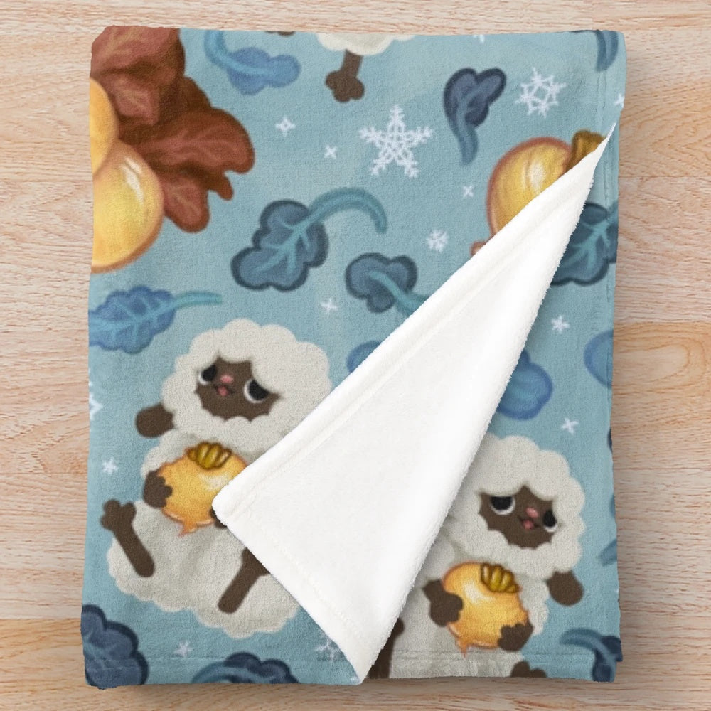 Soft and Plush Winter Blanket with Turnips and Calming Colors