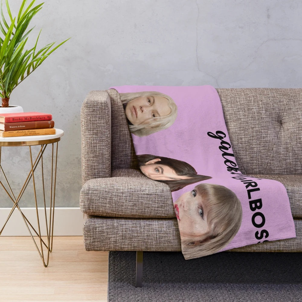 Soft, plush blanket with text "Gaslight Gatekeep Girl Boss