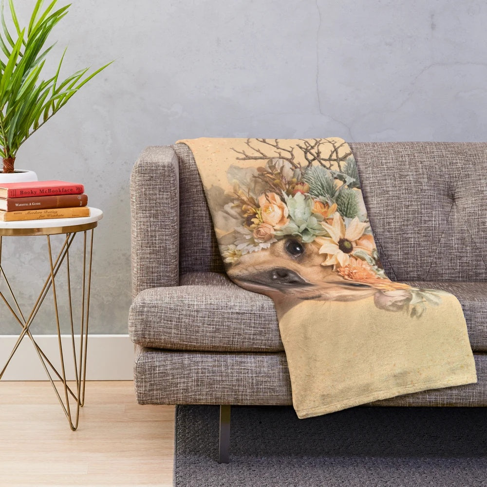 Flower Power Plush Blanket with Pit Bull Graphic