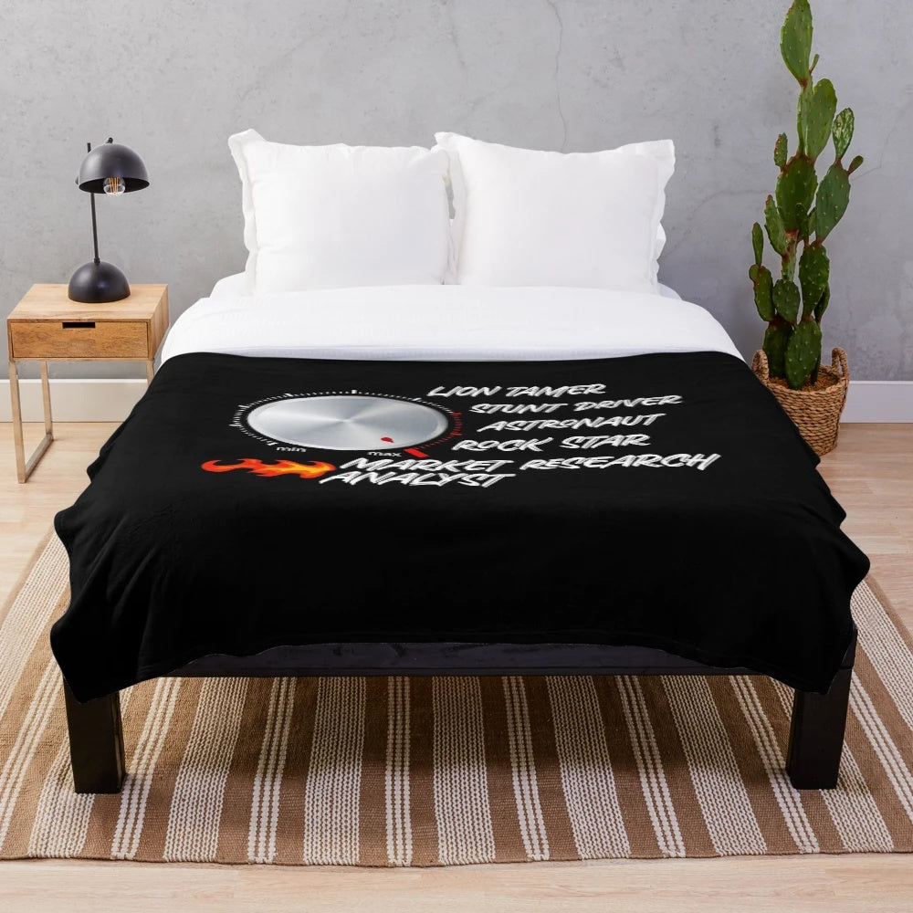 Cozy plush blanket featuring a funny and cool market research analyst graphic