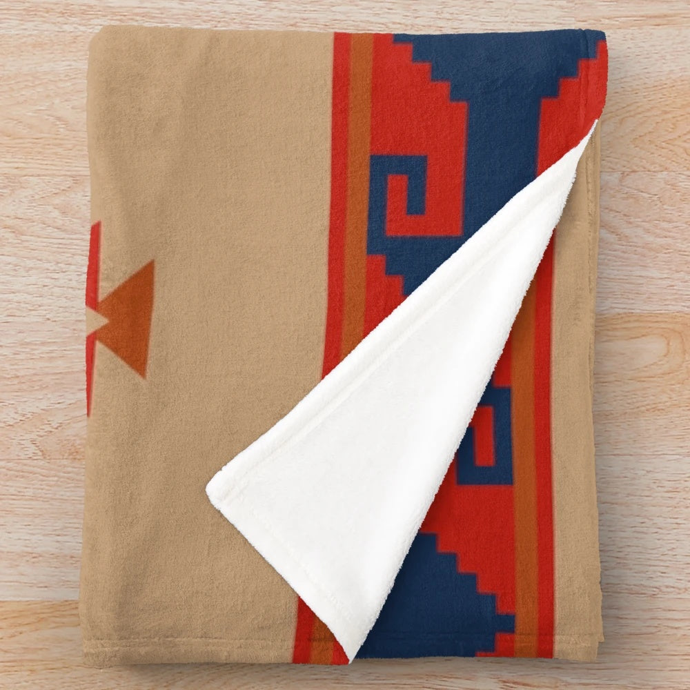 Plush blanket with geometric southwestern pattern inspired by Daryl Dixon from The Walking Dead