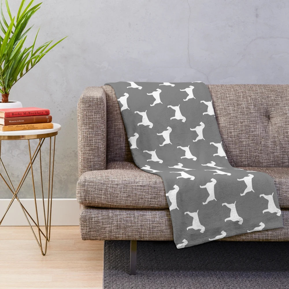 German Wirehaired Pointer Silhouette Plush Blanket