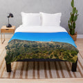Soft plush blanket featuring a scenic image of the iconic Hollywood Sign in Los Angeles