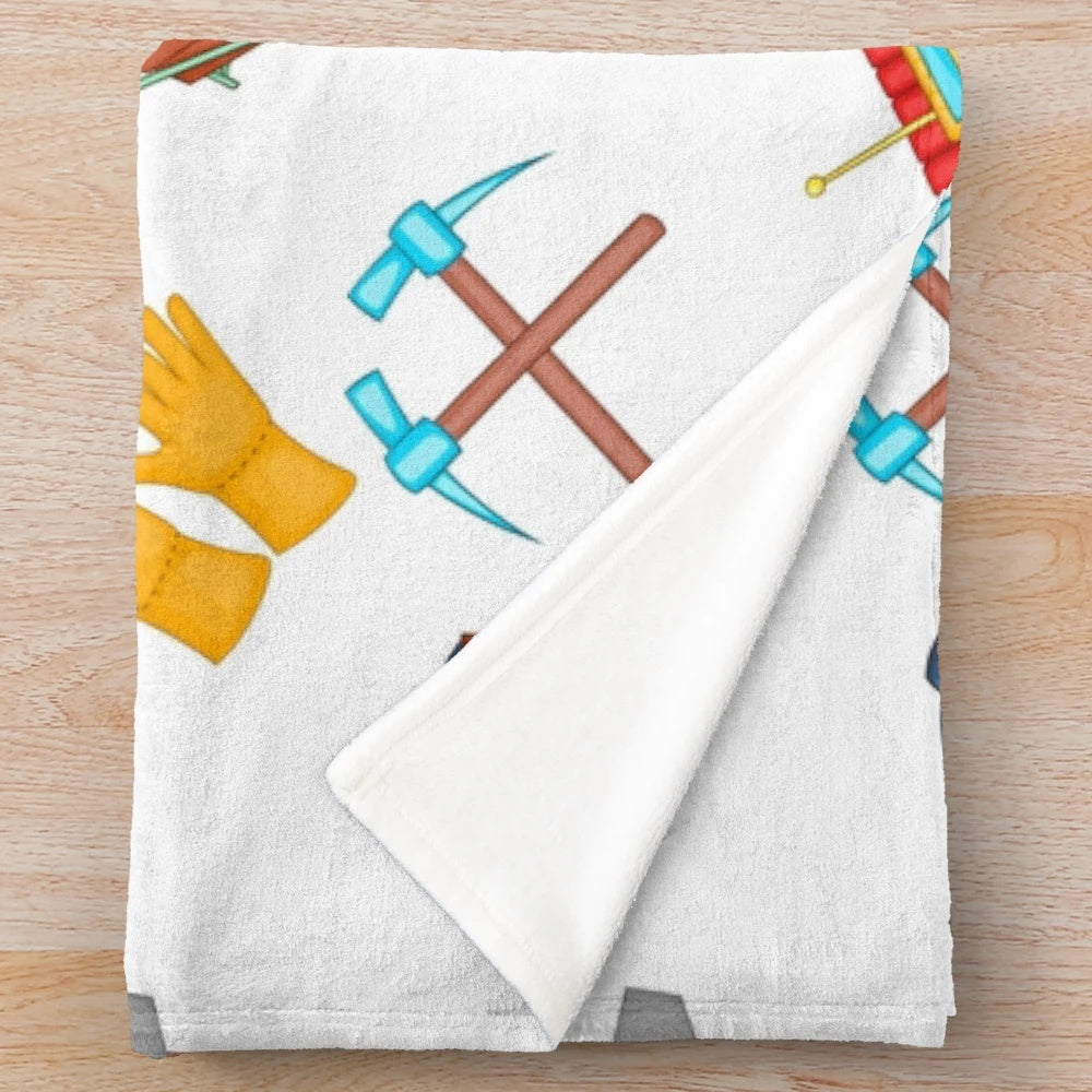 Plush blanket with coal mining pattern, perfect for construction industry workers