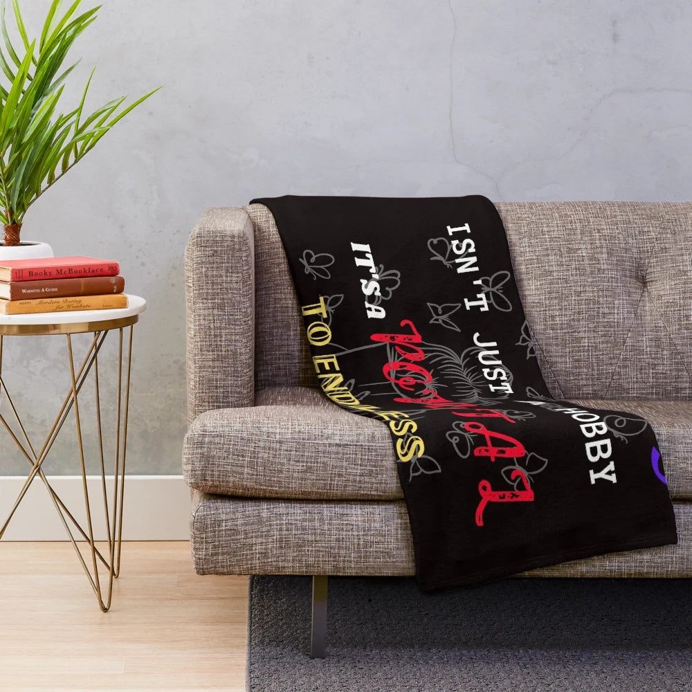 Plush reading blanket featuring inspirational book lover quotes