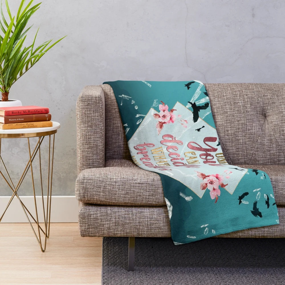 Cozy plush blanket with inspirational quotes for book lovers