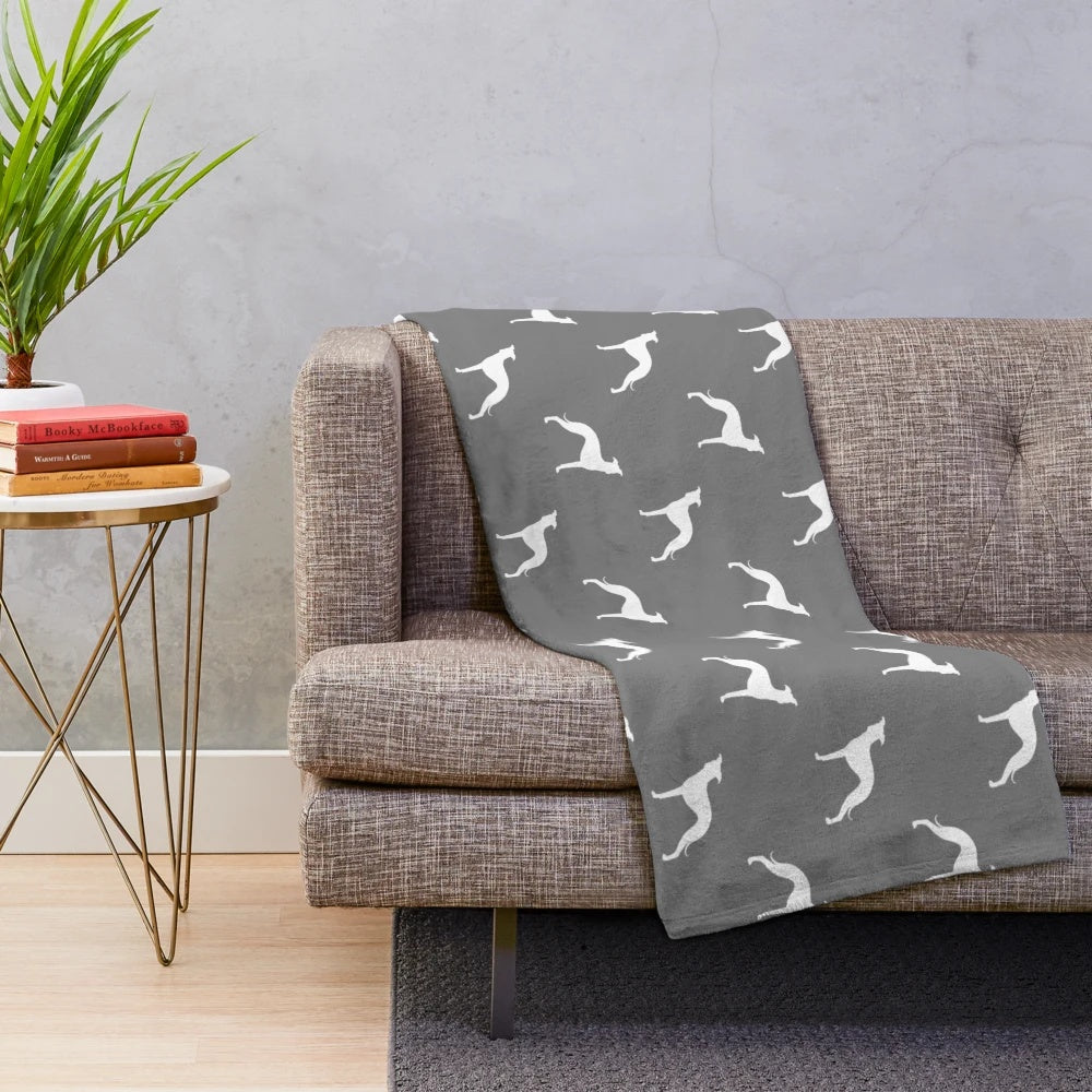Soft, plush blanket featuring the silhouette of an Italian Greyhound dog