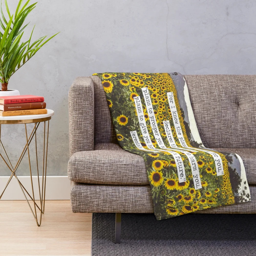 Jeremiah 29:11 sunflower field plush blanket