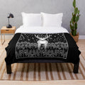 Cozy plush blanket featuring a deer, reindeer, and elk design