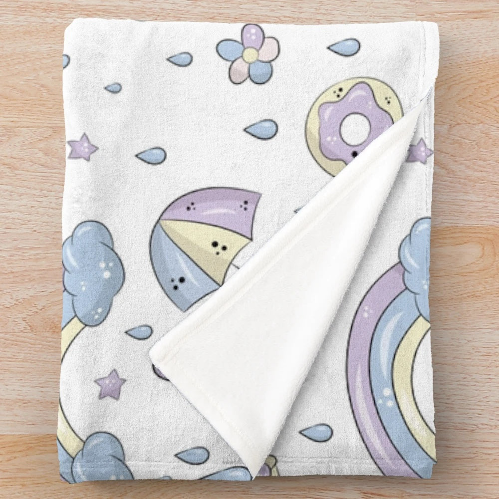 Plush blanket with a colorful animal print design