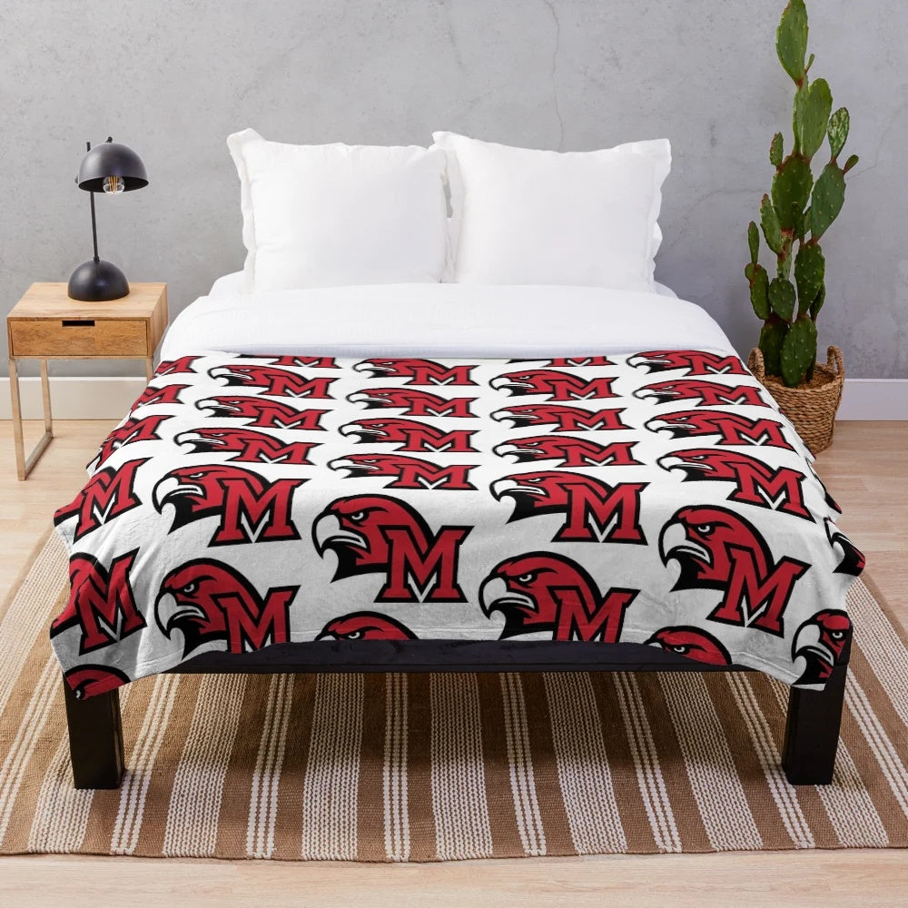 Soft and cozy plush blanket featuring the Miami University Oxford Ohio Redhawks design
