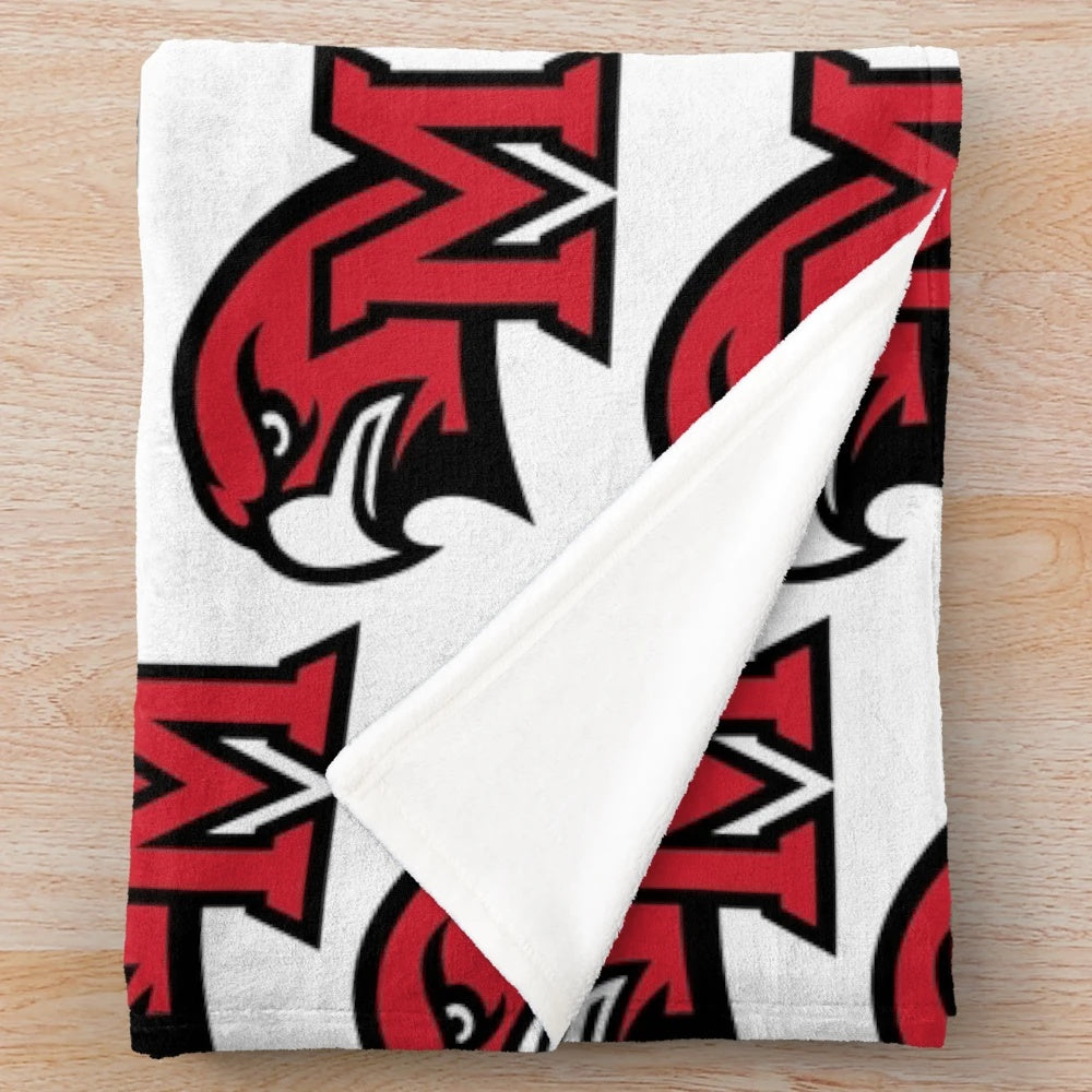 Soft and cozy plush blanket featuring the Miami University Oxford Ohio Redhawks design