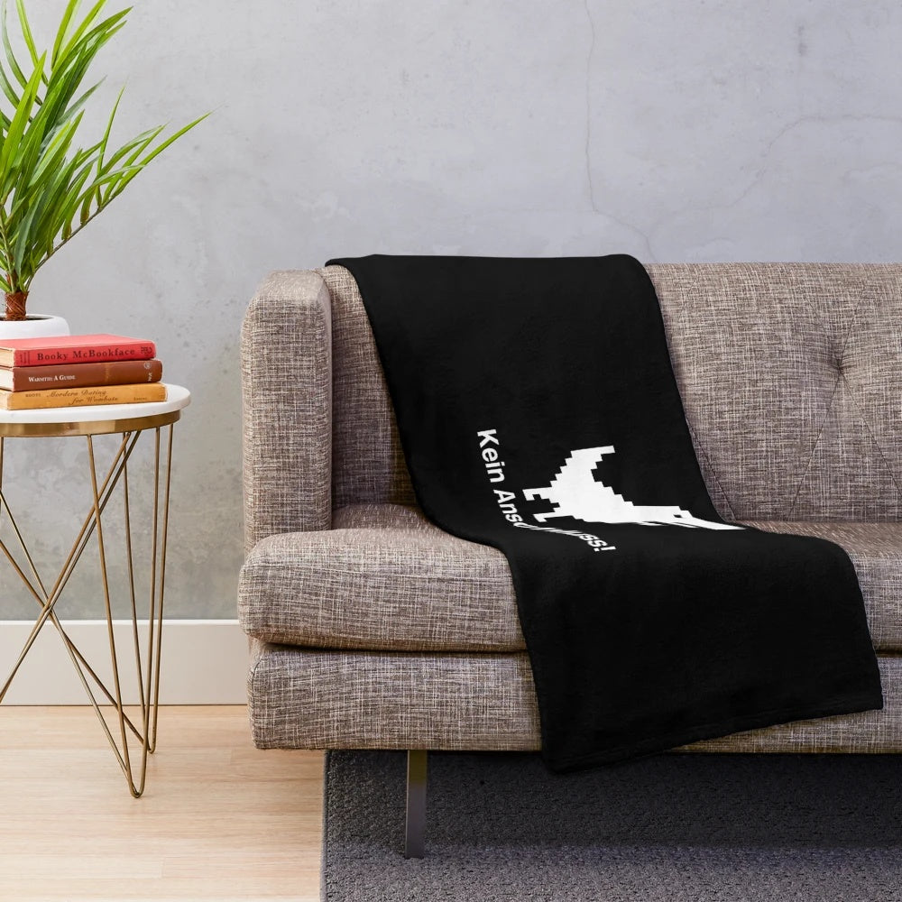 Plush blanket with minimalist design and funny Germany-inspired phrase