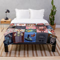 Plush blanket with squares featuring characters from Rudolph the Red-Nosed Reindeer