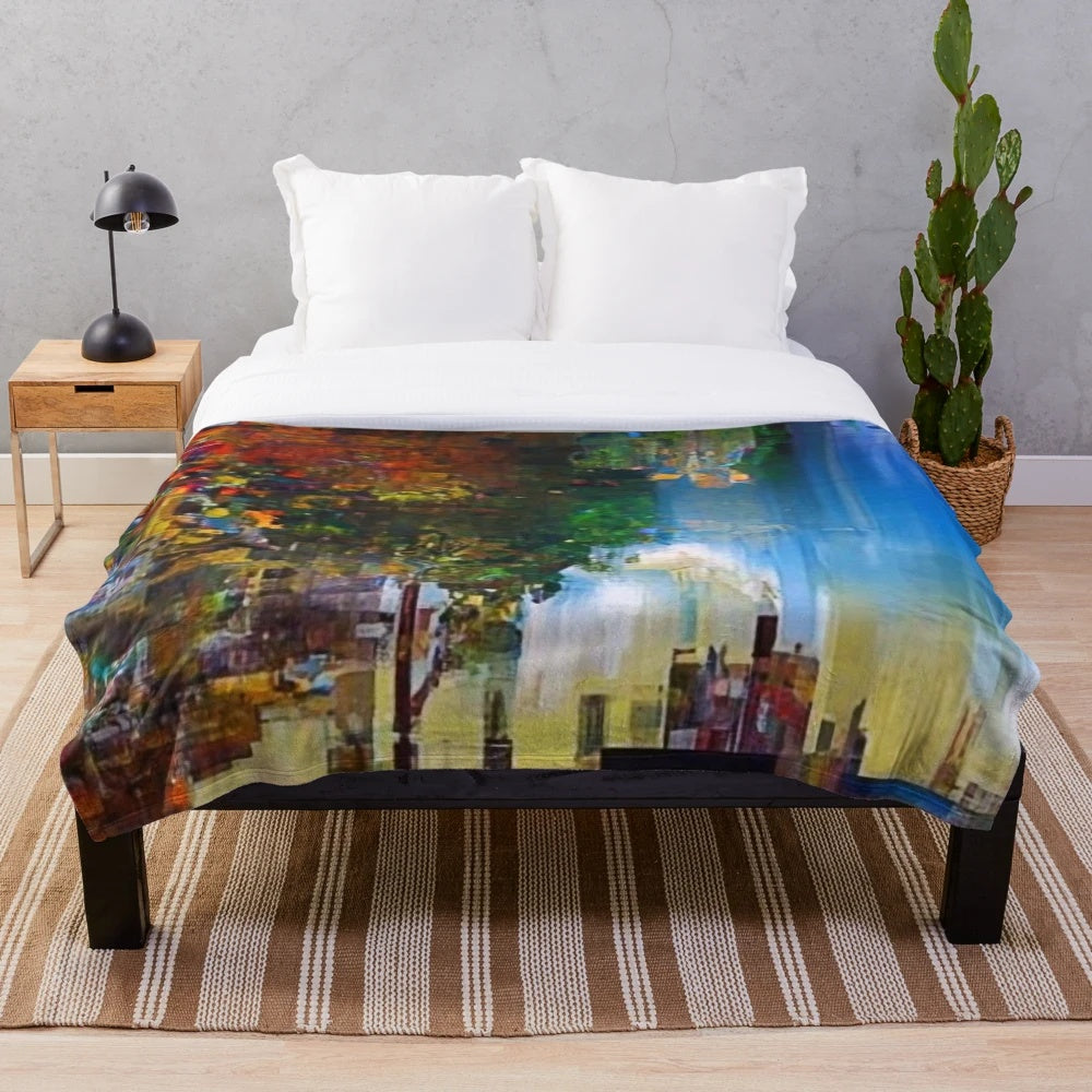 Plush blanket with modern abstract art design