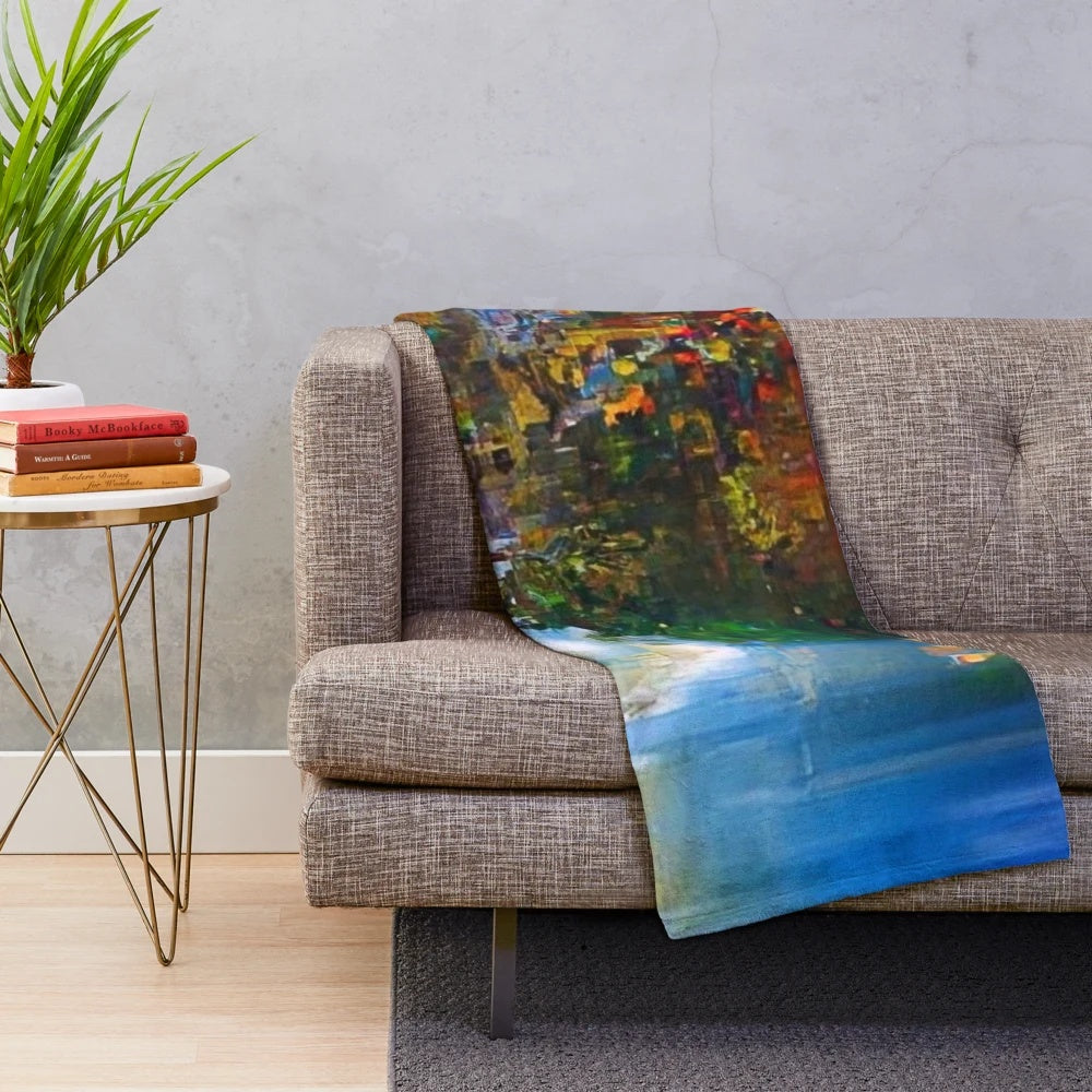 Plush blanket with modern abstract art design