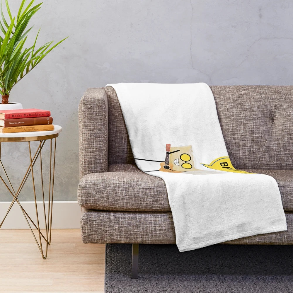 Cozy plush blanket featuring a musical cheese pun design
