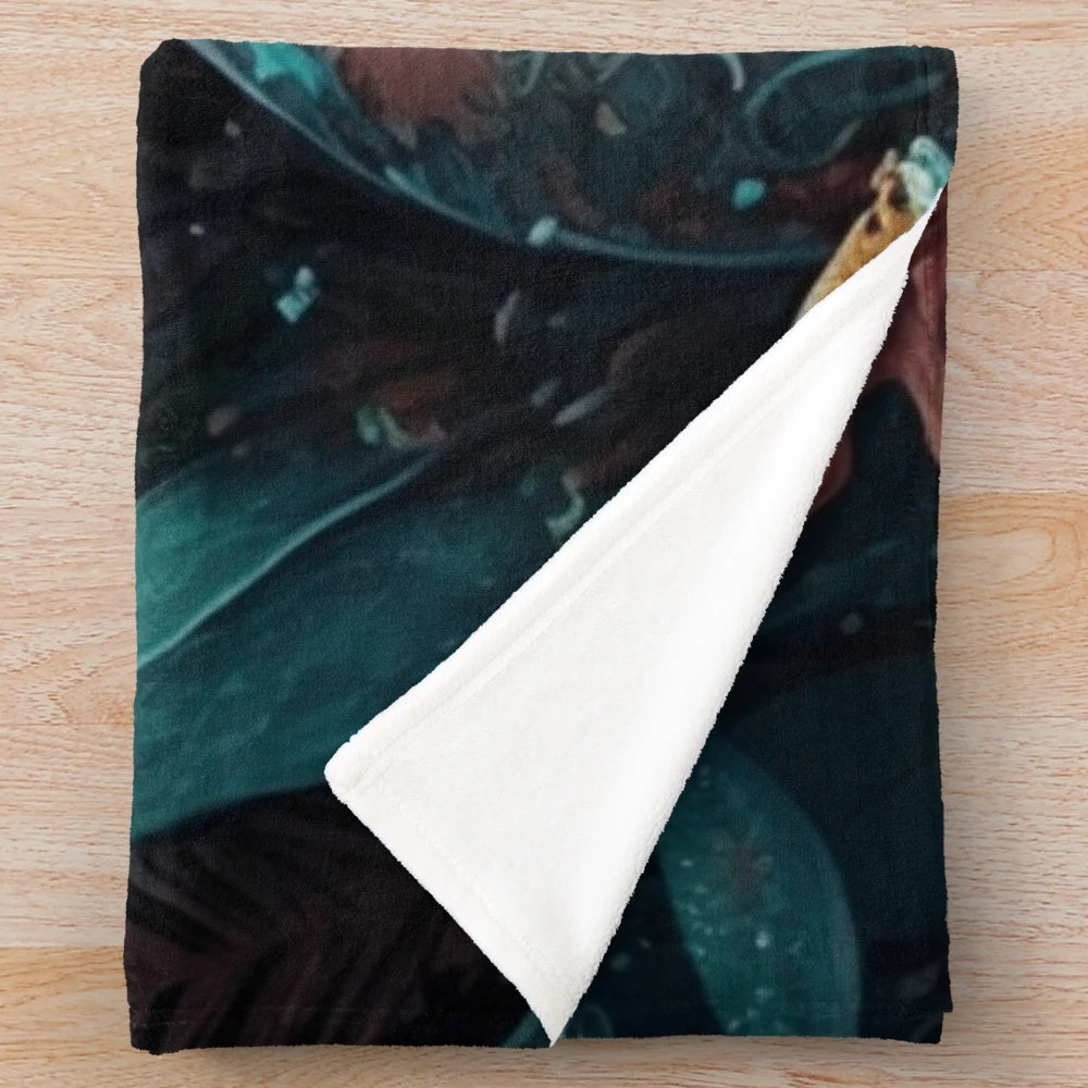Plush blanket featuring enchanted mythical sea creatures