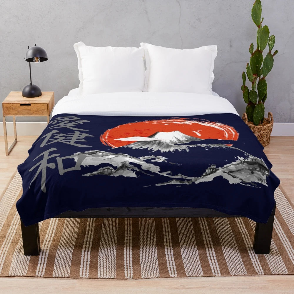 Cozy plush blanket with a painting design of [focus keyword]
