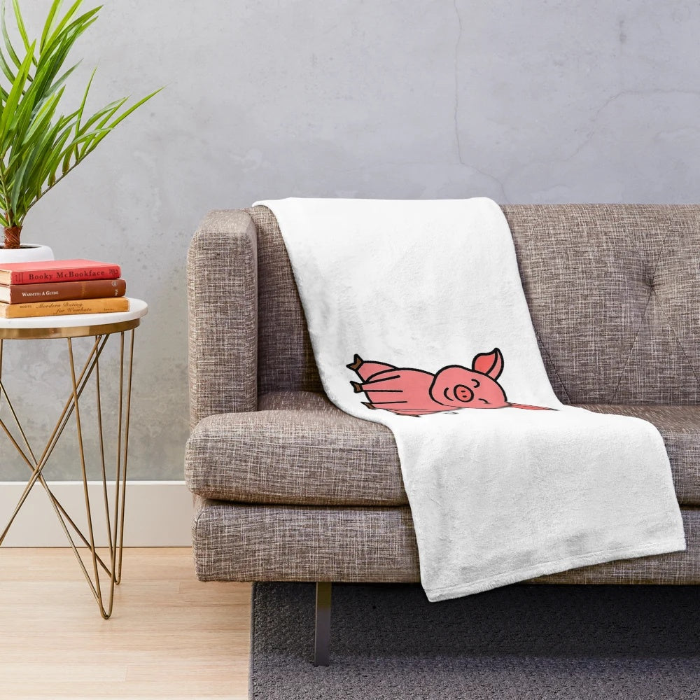 Soft and Plush Blanket with Piggie Design, Ideal for Home Decor