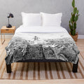 Plush blanket with whimsical badger illustration