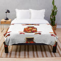 Plush autumn blanket with preserved fall leaves design