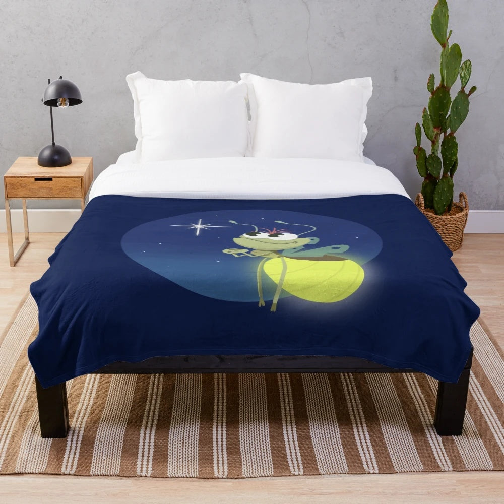 Plush blanket with cute princess and frog couple design