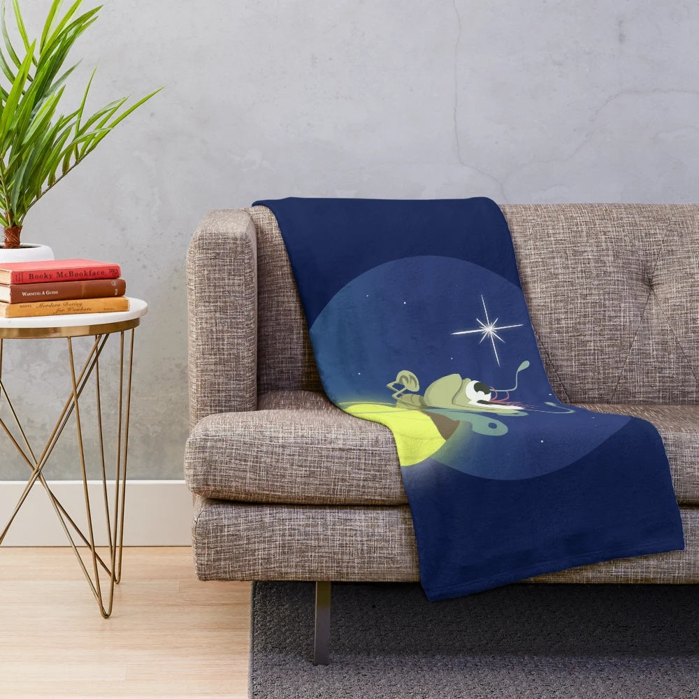 Plush blanket with cute princess and frog couple design