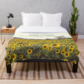 Plush blanket featuring a design with proverbs and sunflowers