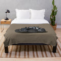 Black tractor plush blanket