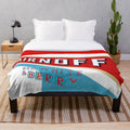 Smirnoff-inspired plush blanket with red, white, and berry colors