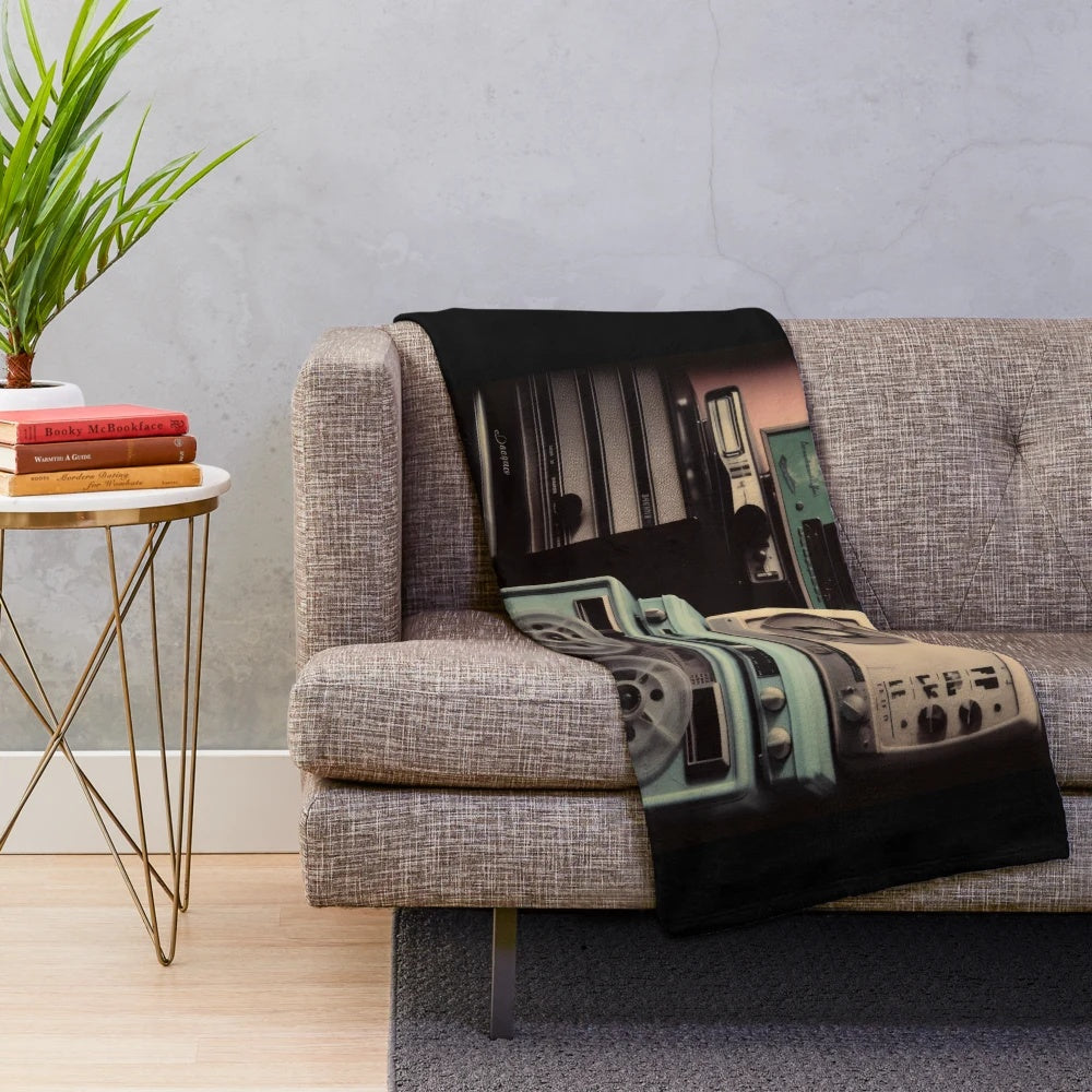Timeless Memories Retro Design Plush Blanket featuring classic cinema imagery
