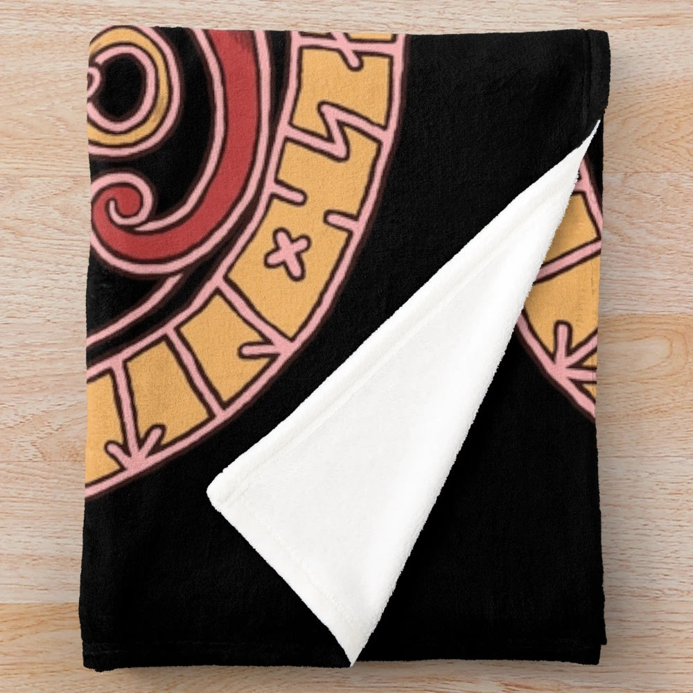 Plush blanket with intricate runestone pattern