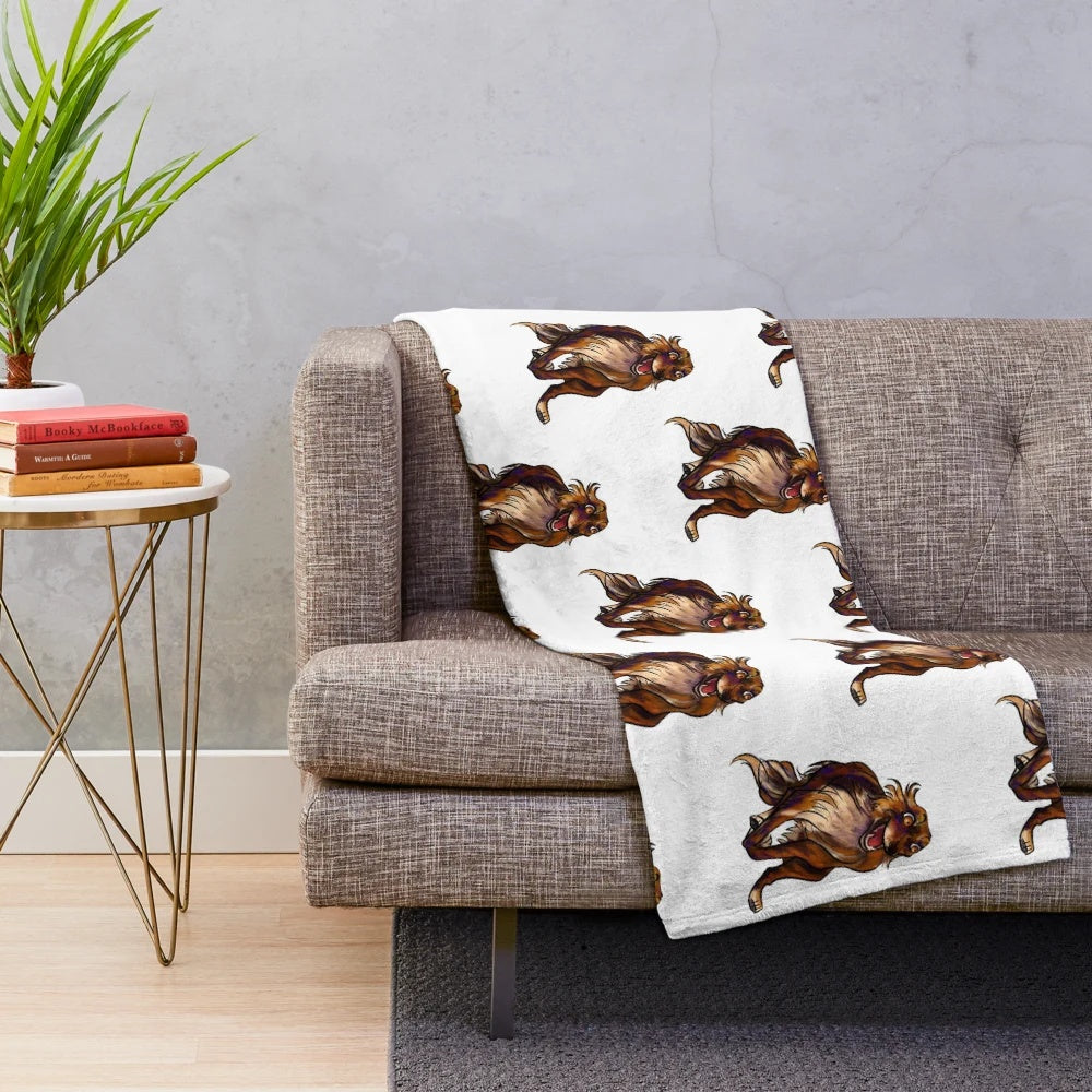 Cozy plush blanket featuring a running dog illustration
