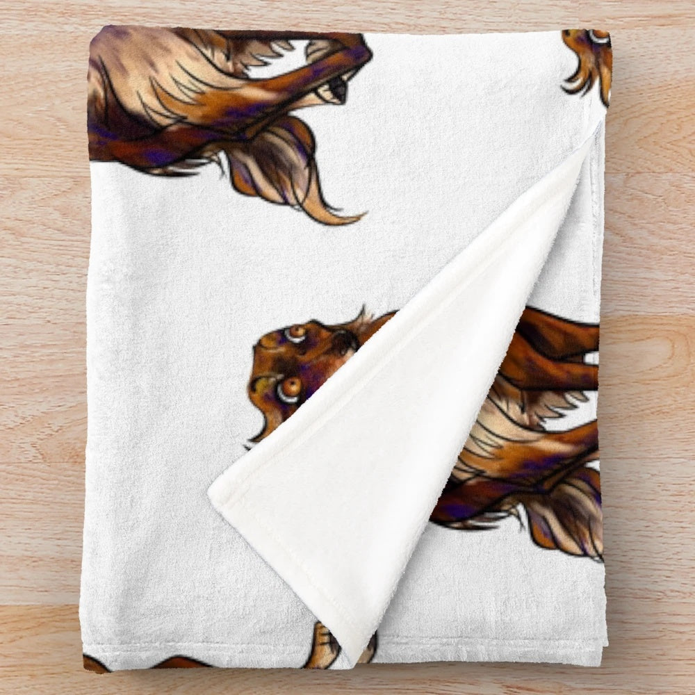 Cozy plush blanket featuring a running dog illustration