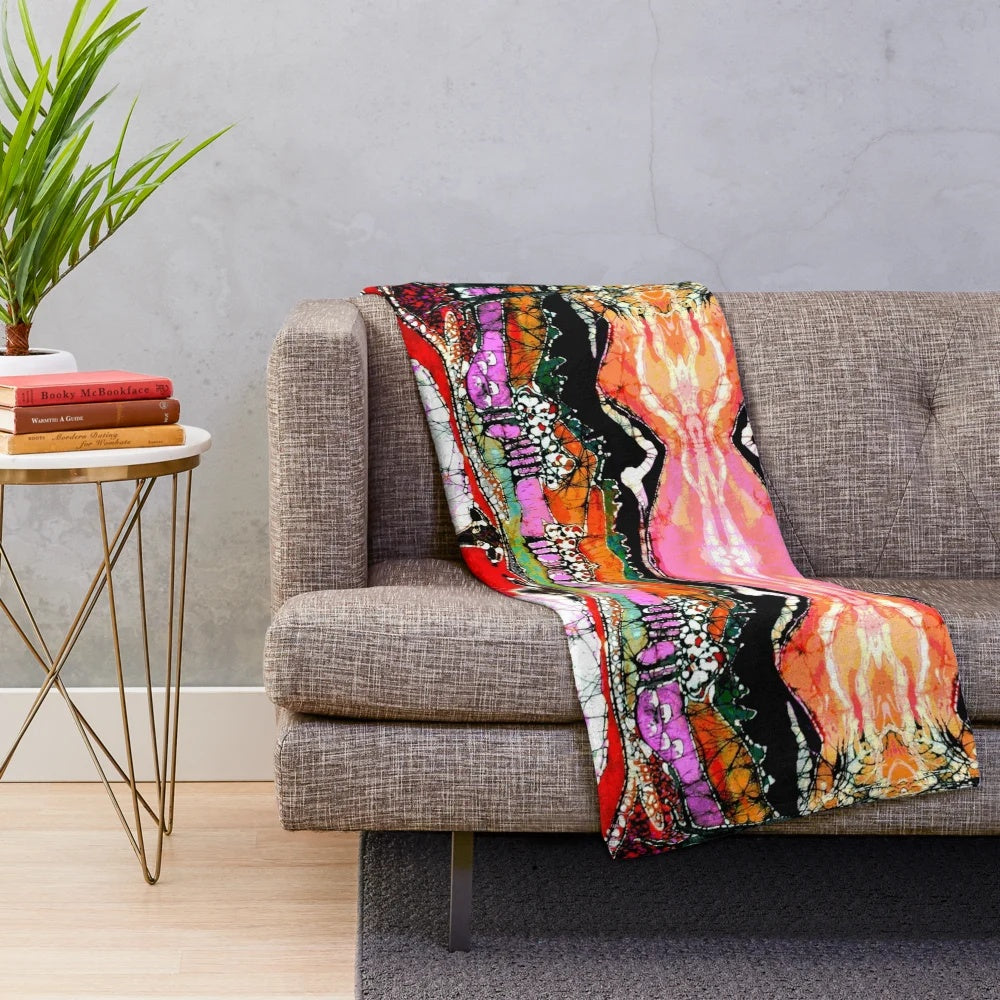 Plush blanket featuring a sheep and lamb in an autumn landscape with mountains and sunset