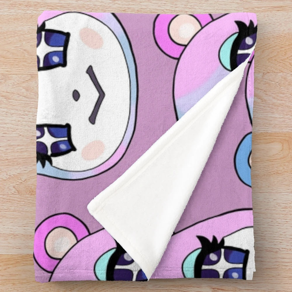 Cozy plush blanket with simple, minimalist animal crossing-inspired design