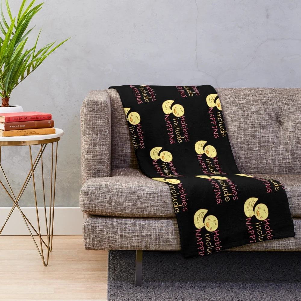 Cozy plush blanket featuring a sleeping duck design