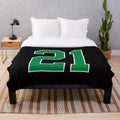 Plush blanket with sports number 21 design
