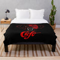 Plush blanket featuring the iconic Cujo dog from Stephen King's horror novel