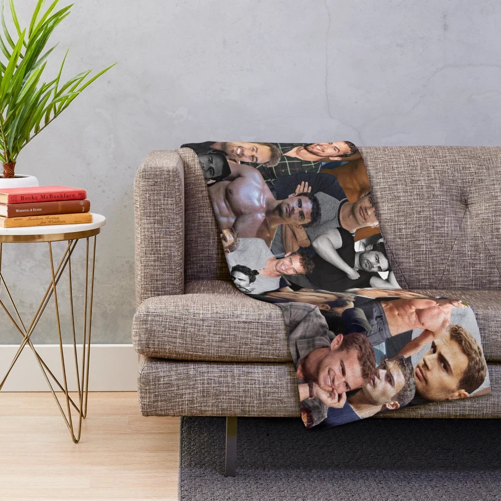 Soft and plush blanket featuring a collage of Theo James photos